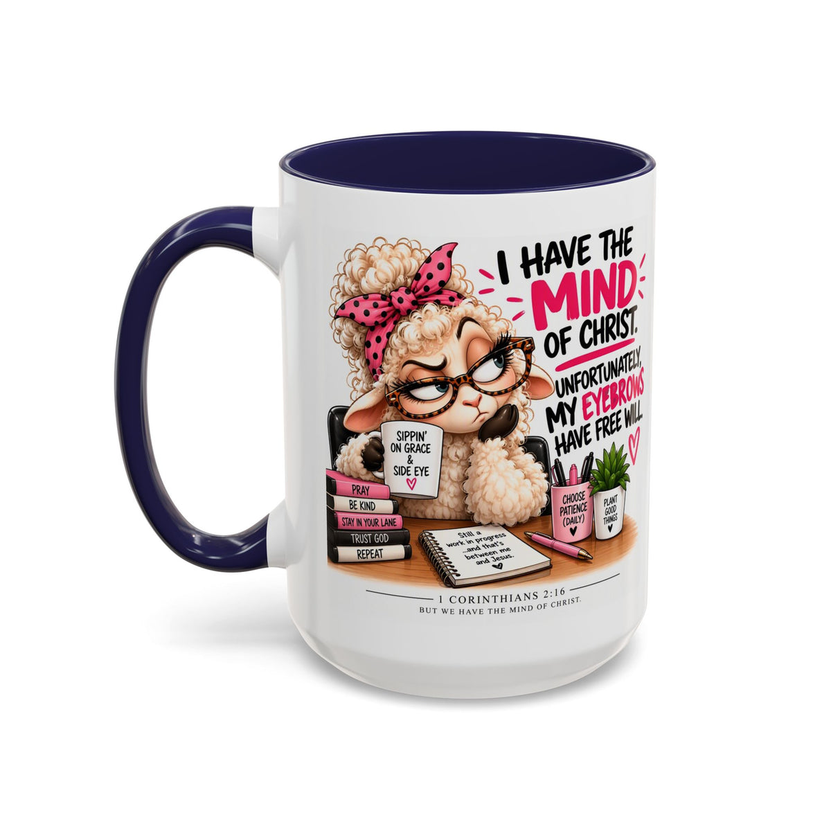 Christian Coffee Mug – "I Have the Mind of Christ" Funny Sheep Design (11/15 oz)