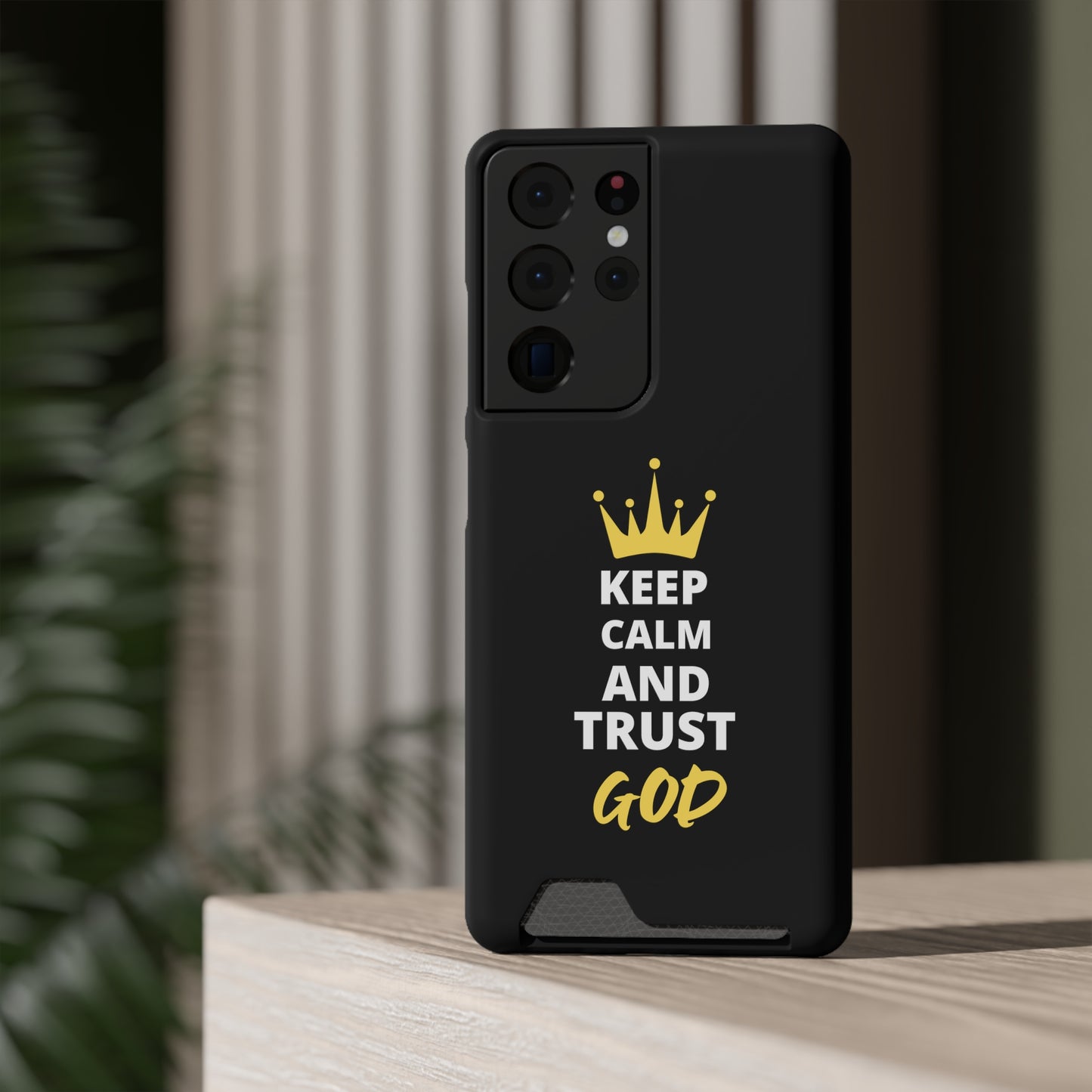 Keep Calm And Trust God Christian Phone Case With Card Holder Printify