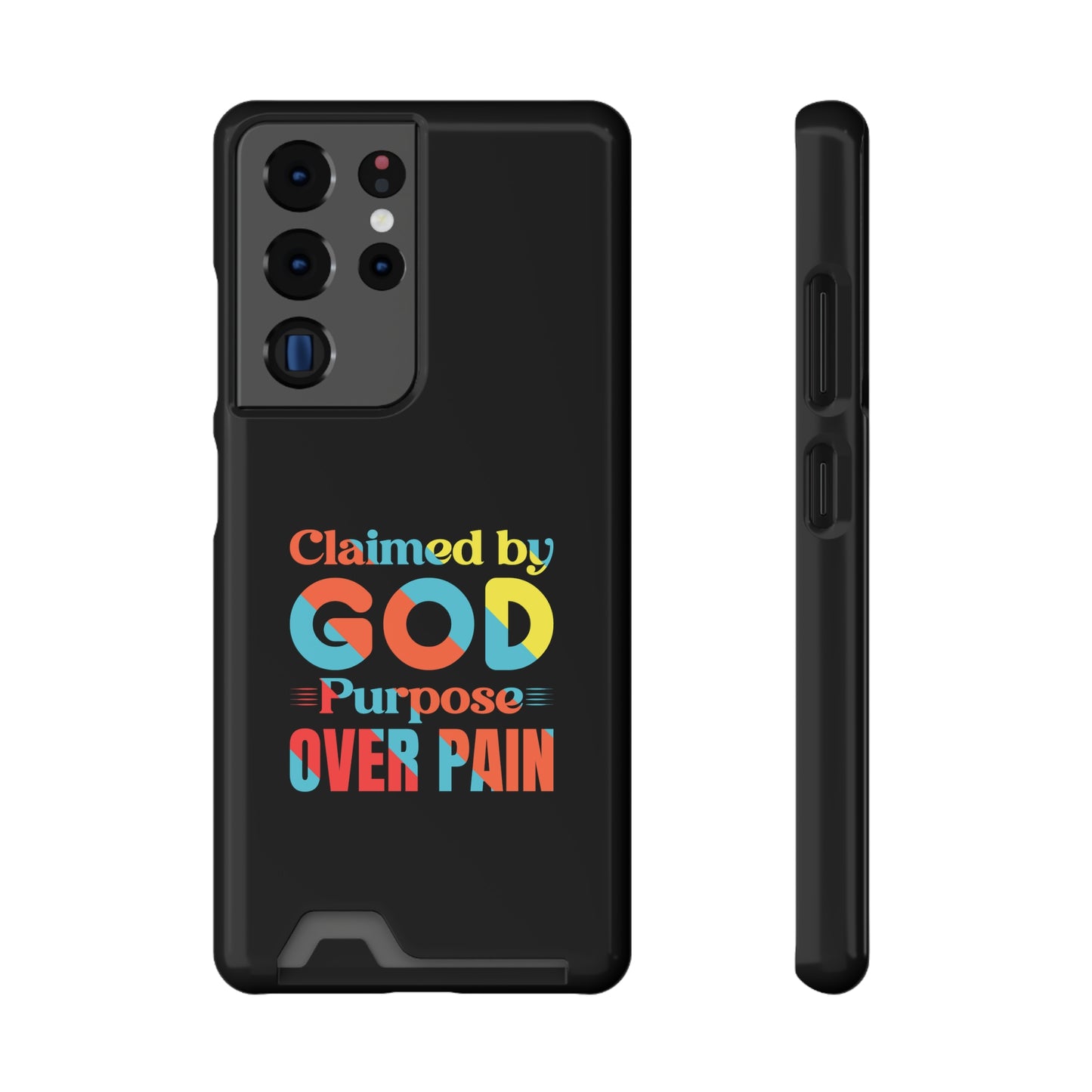 Claimed By God Purpose Over Pain Christian Phone Case With Card Holder Printify