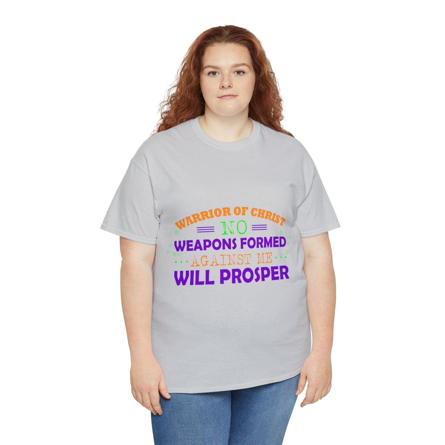 Warrior Of Christ No Weapons Formed Against Me Will Prosper Unisex Heavy Cotton Tee