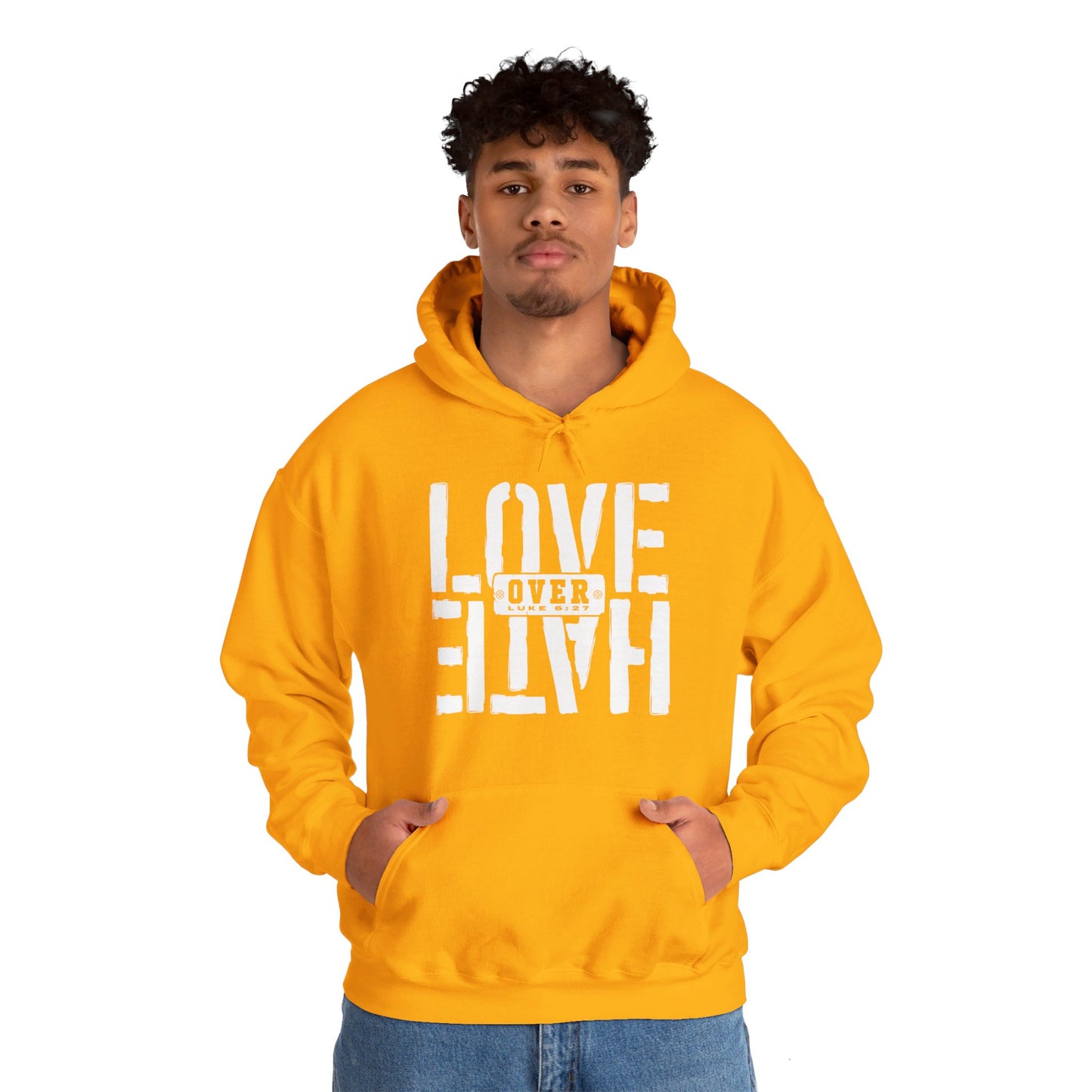 Love Over Hate Unisex Christian Pullover Hooded Sweatshirt