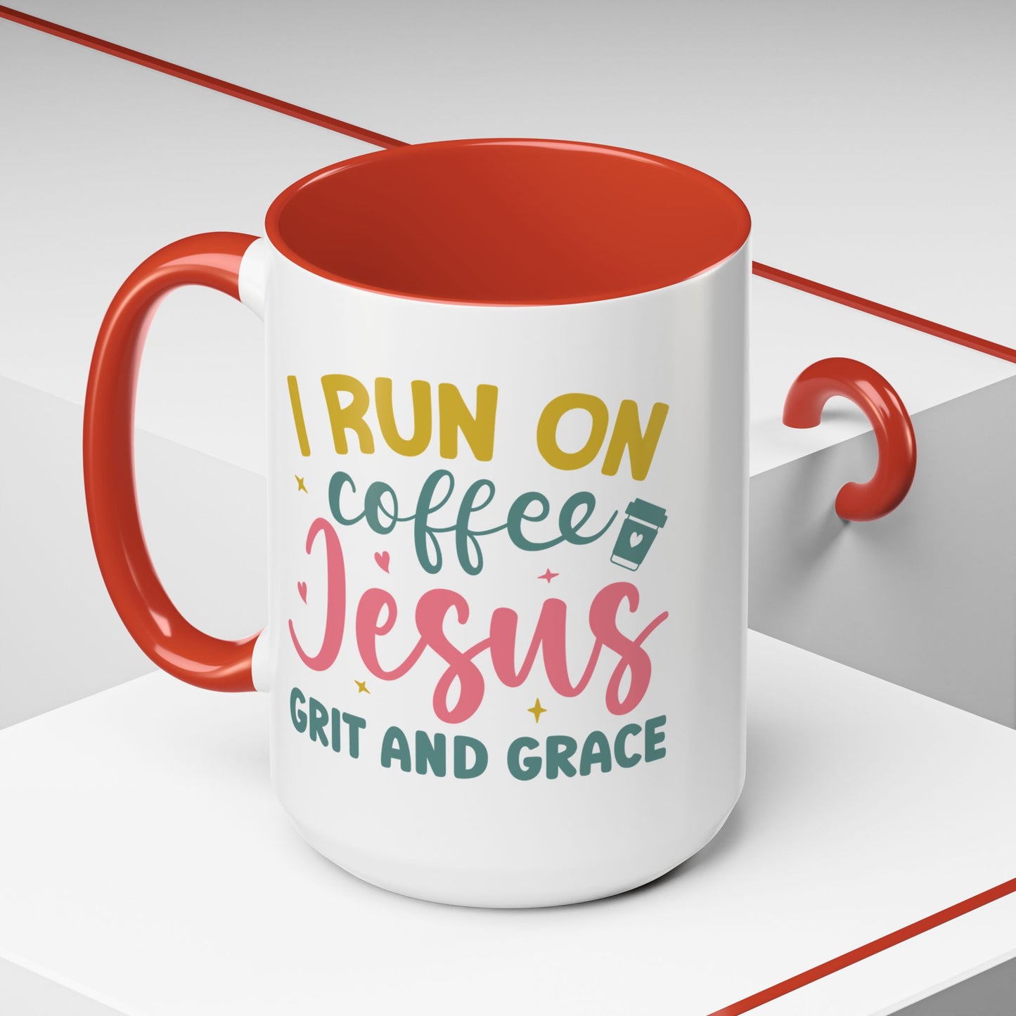 Inspirational Coffee Accent Mug - "I Run on Coffee & " - Perfect Gift for Faith & Coffee Lovers