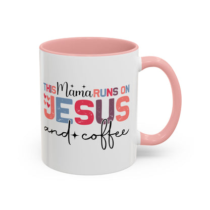 Christian Ceramic Mug - This Mama Runs On Him & Coffee Christian Accent Coffee Mug (11, 15oz)