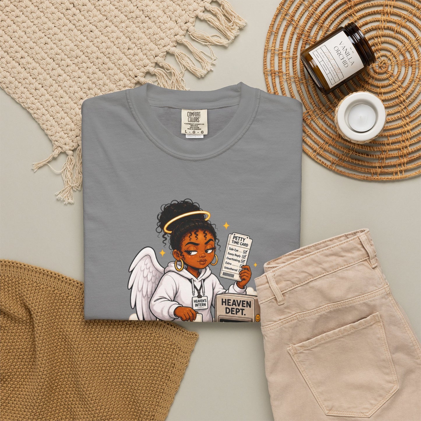 Heaven's Intern T-shirt – Funny Angel Nurse Tee ('Still Learning to Clock Out Petty') - ClaimedbyGodDesigns