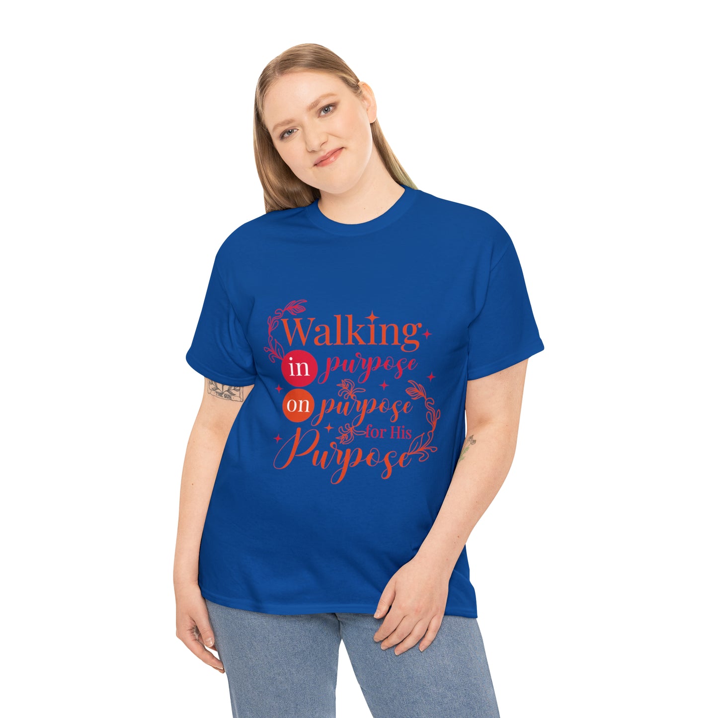 Walking In Purpose On Purpose For His Purpose Unisex Heavy Cotton Tee