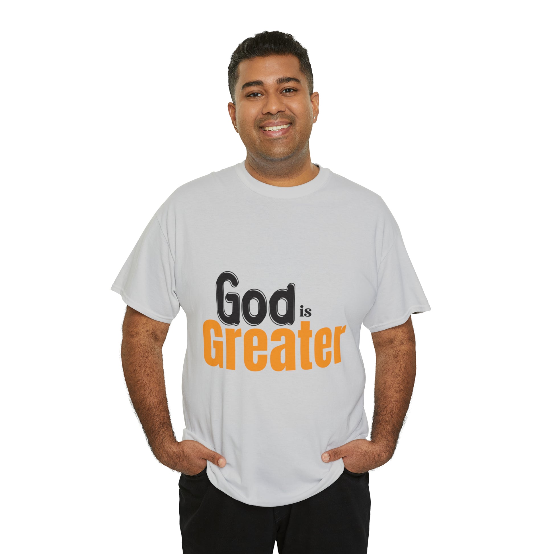 God Is Greater Unisex Heavy Cotton Tee Printify