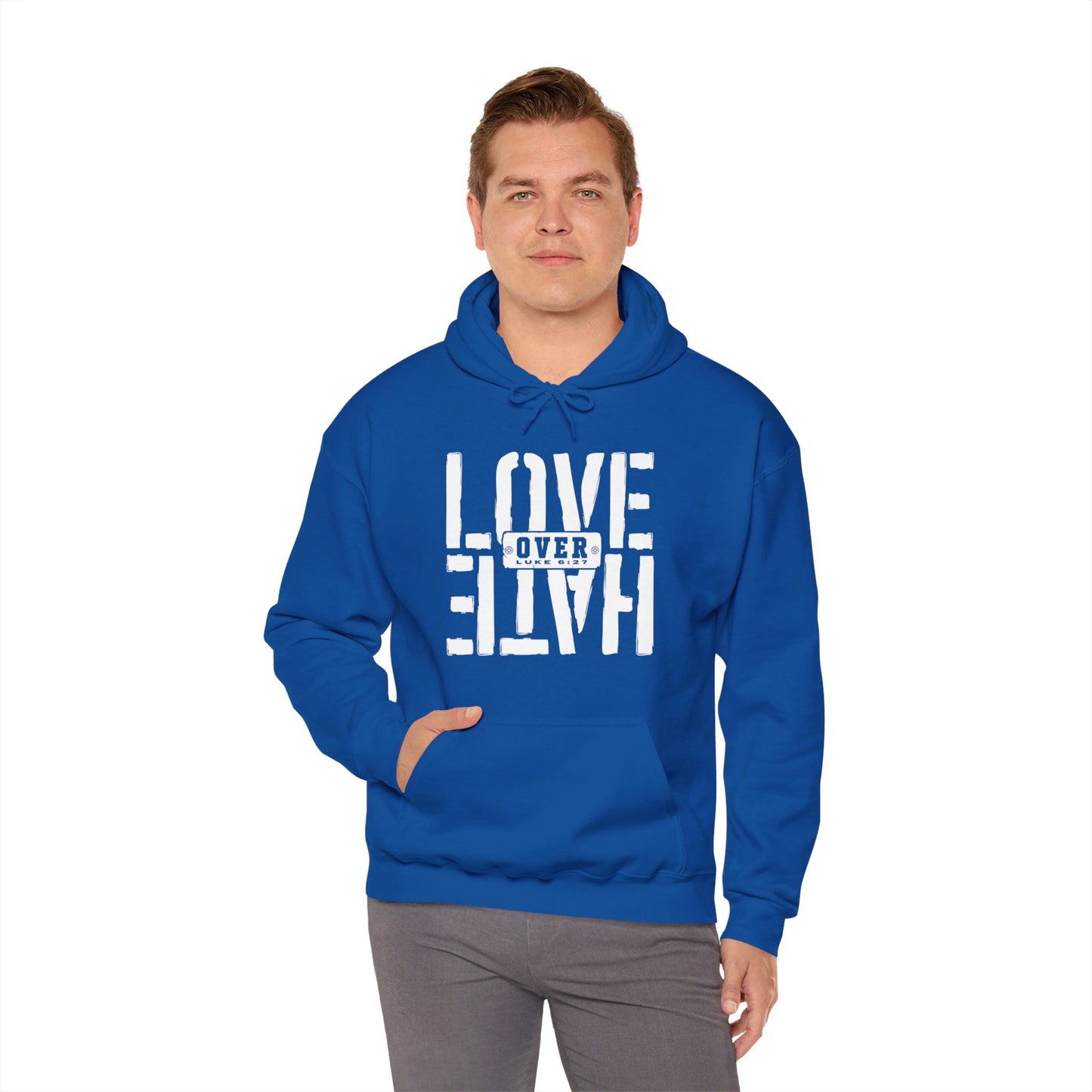 Love Over Hate Unisex Christian Pullover Hooded Sweatshirt