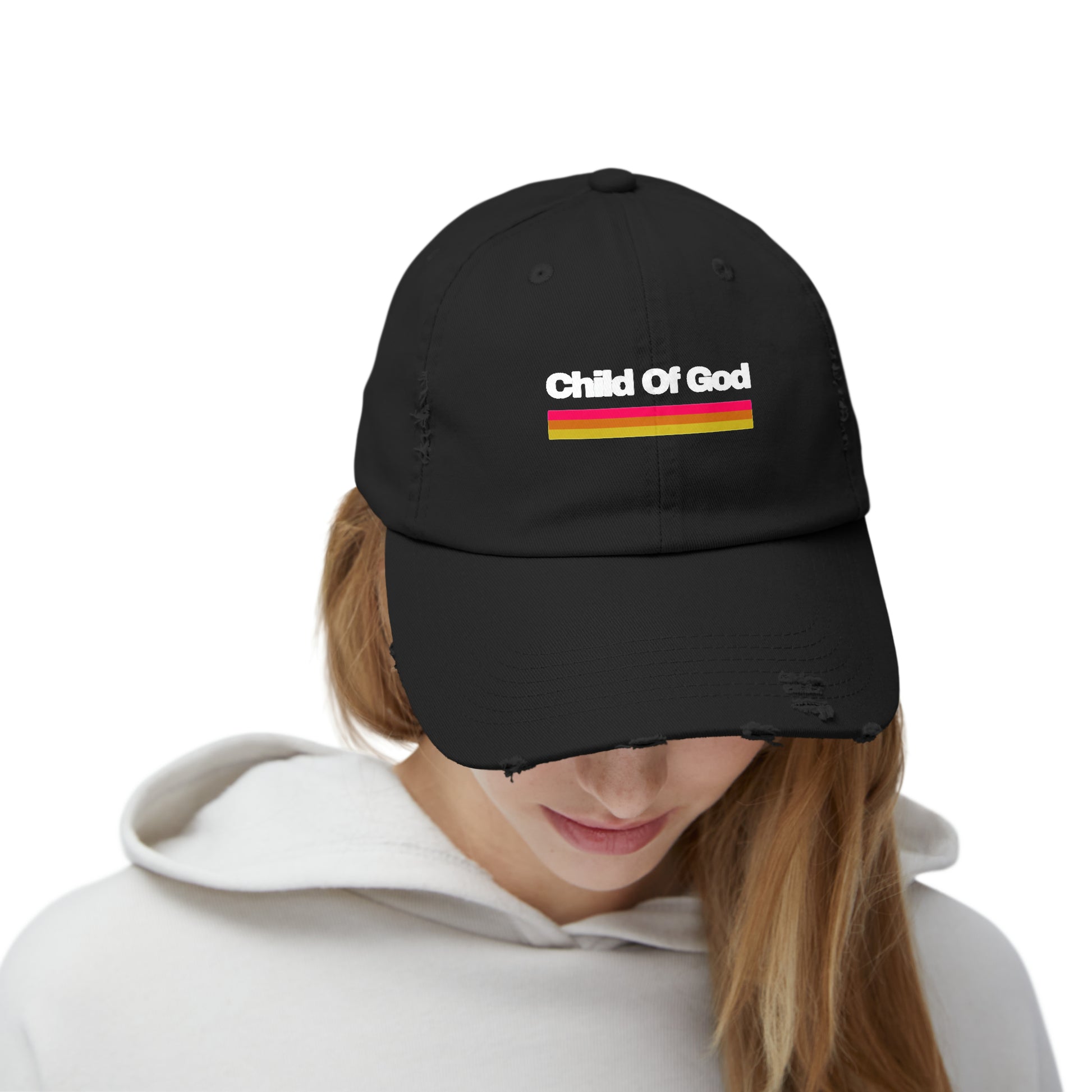 Child Of God Unisex Christian Distressed Hat Printify