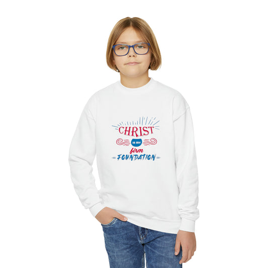 Christ Is My Firm Foundation Youth Christian Sweatshirt Printify