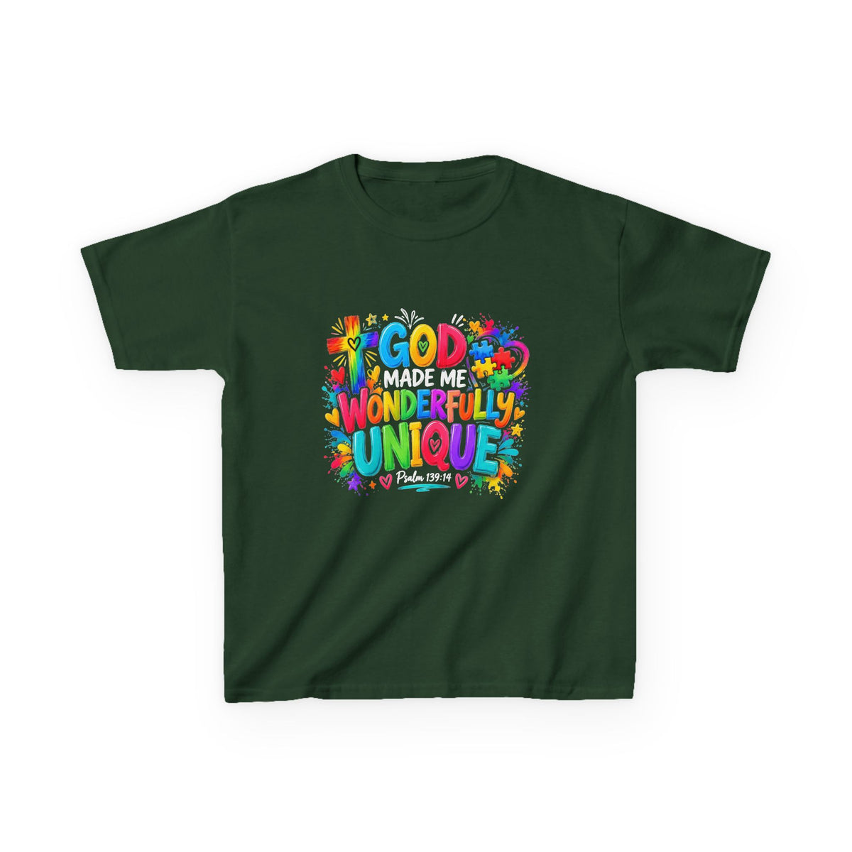 God Made Me Wonderfully Unique autism awareness youth t-shirt
