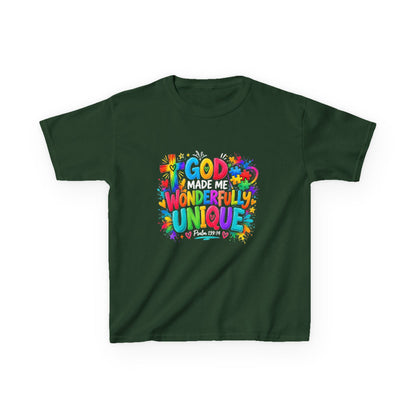 God Made Me Wonderfully Unique autism awareness youth t-shirt