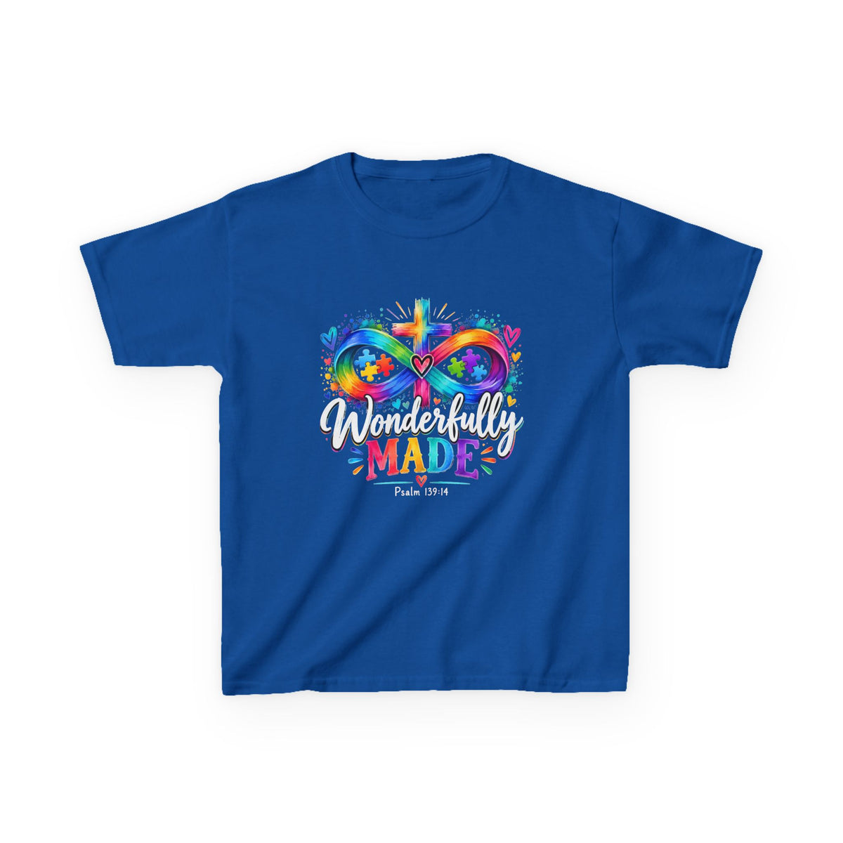 Youth Autism Awareness T-Shirt — Rainbow Infinity Heart "You’re Proud, You’re Made" Graphic Tee