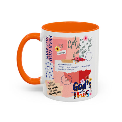 Inspirational Accent Coffee Mug - 11 & 15oz - Fear Him Not Man - Perfect Gift for Friends and Family