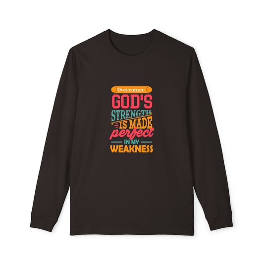 Overcomer God's Strength Is Made Perfect In My Weakness Women's Christian Long Sleeve Pajama Set Printify