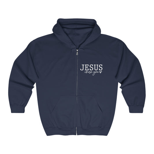 Jesus Chose You (2) Unisex Heavy Blend Christian Full Zip Hooded Sweatshirt