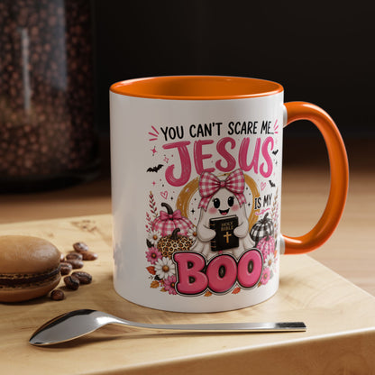 You Can’t Scare Me Jesus Is My Boo Coffee Mug — Halloween Christian Accent Mug