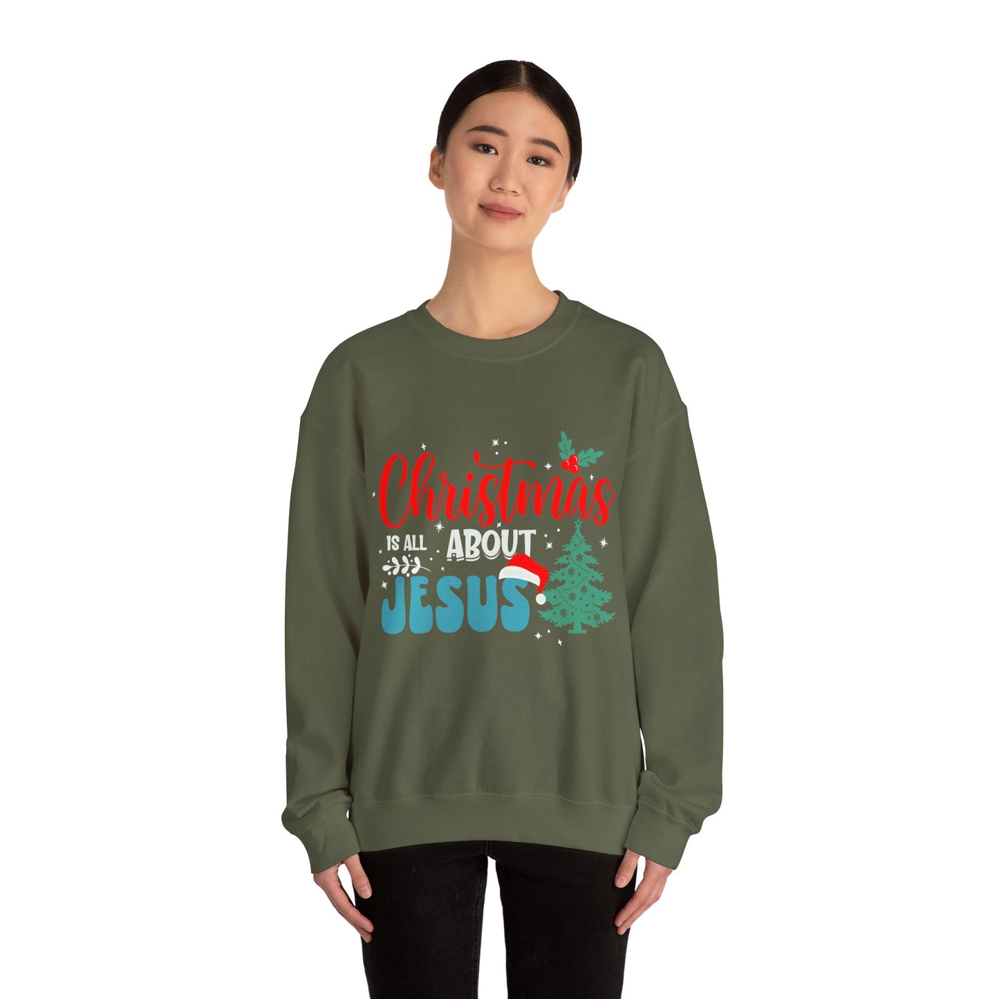 Christmas Is All About Jesus (Christmas Themed) Unisex Heavy Blend™ Crewneck Christian Sweatshirt