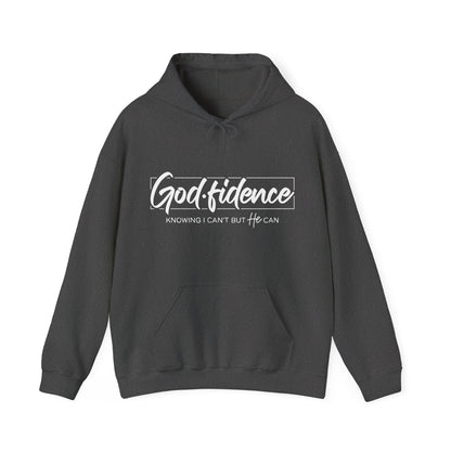 Christian Hooded Sweatshirt -Confidence In Him Knowing I Can't But He Can