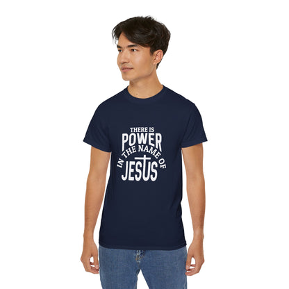 There Is Power In The Name Of Jesus Unisex Christian Ultra Cotton Tee Printify