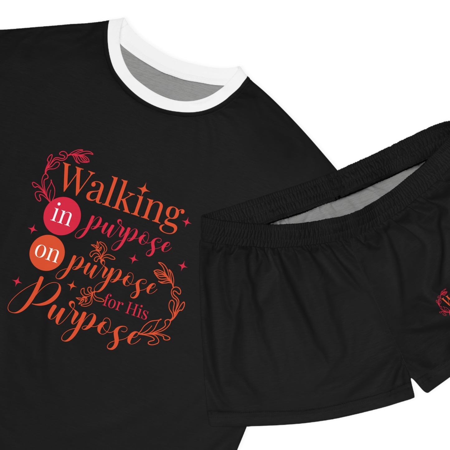 Walking In Purpose On Purpose For His Purpose Women's Christian Short Pajama Set Printify
