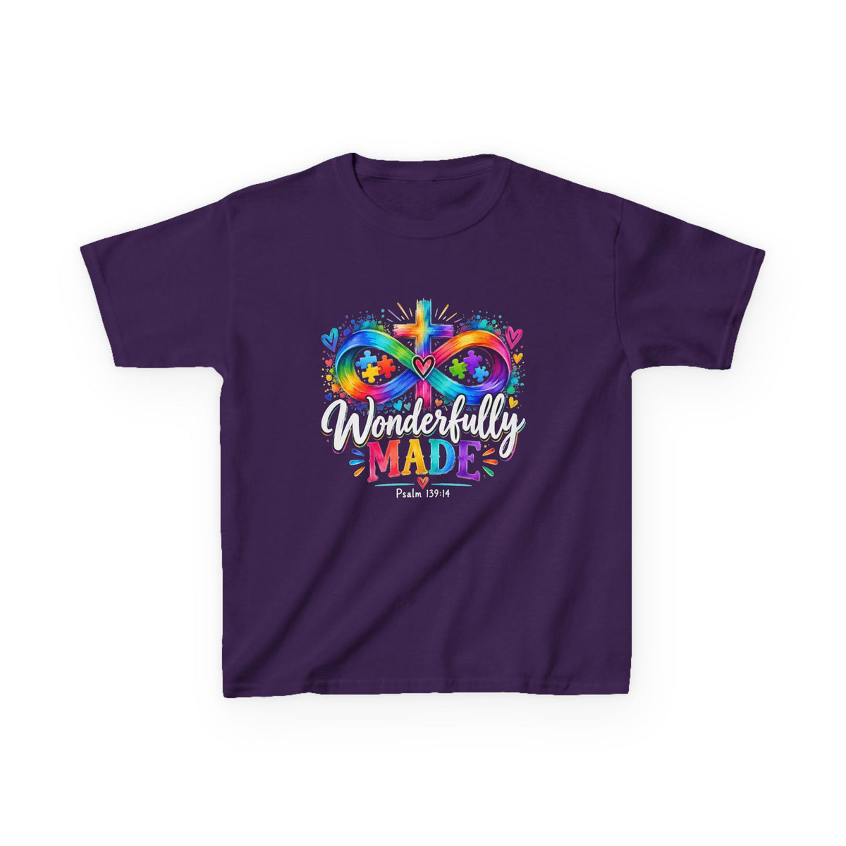 Youth Autism Awareness T-Shirt — Rainbow Infinity Heart "You’re Proud, You’re Made" Graphic Tee