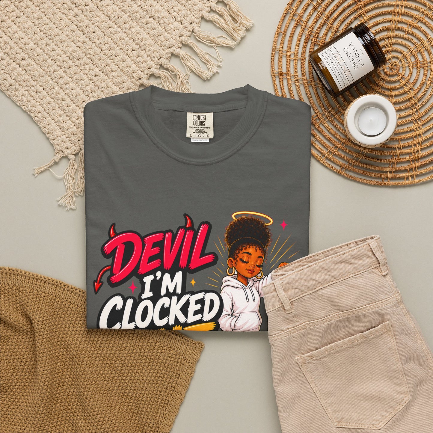 T-Shirt — "Devil I'm Clocked Out for Drama" Graphic Tee - ClaimedbyGodDesigns