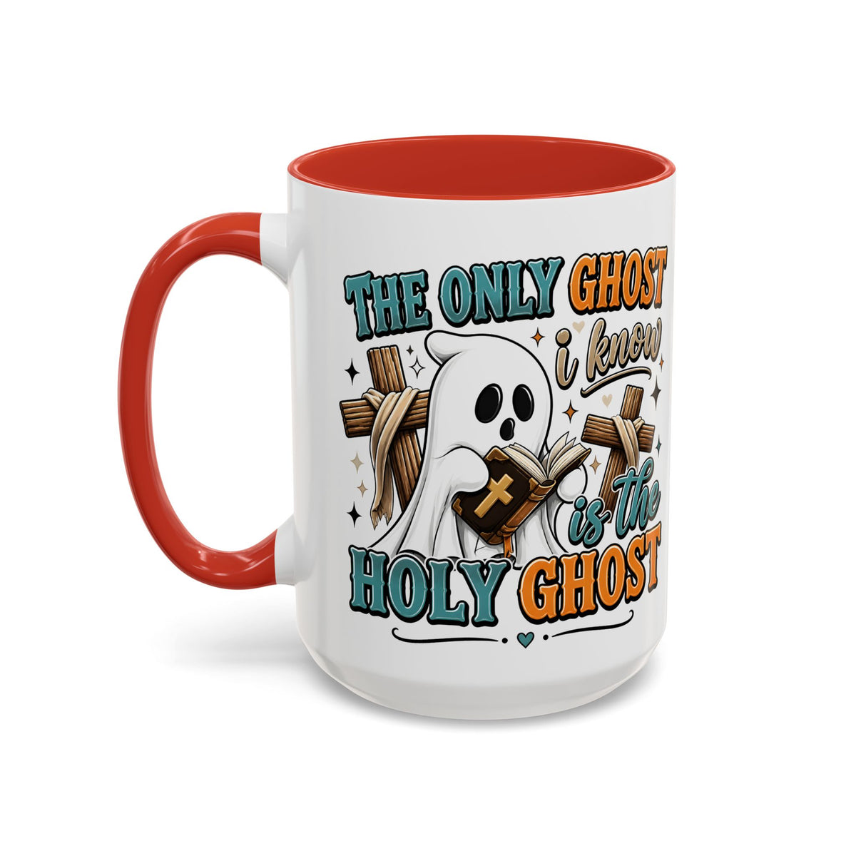 Accent Mug — "The Only Ghost I Know Is the Holy Ghost" Christian Halloween Coffee Cup