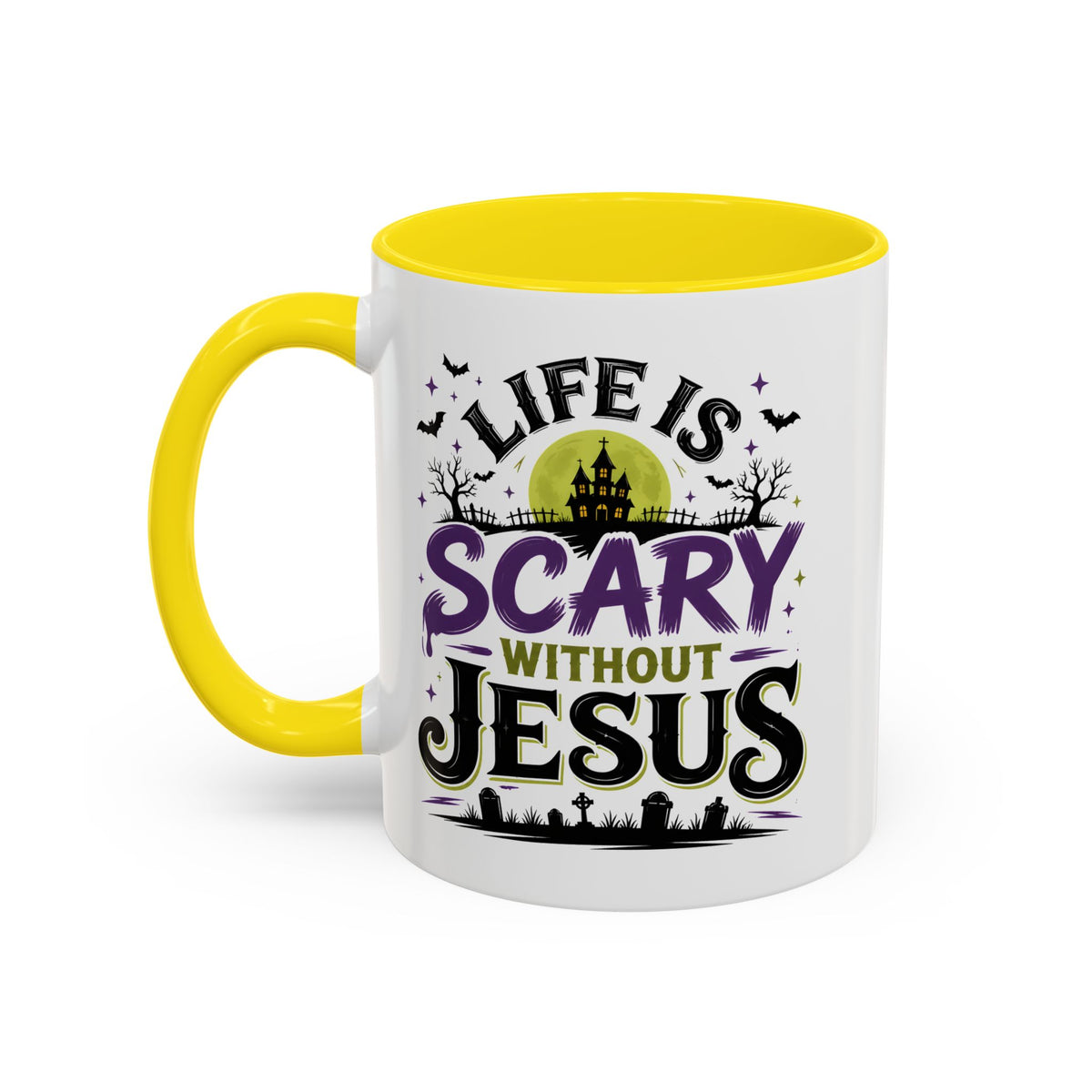 Coffee Mug — “Life Is Scary Without Jesus” Halloween Christian Accent Mug (11/15oz)