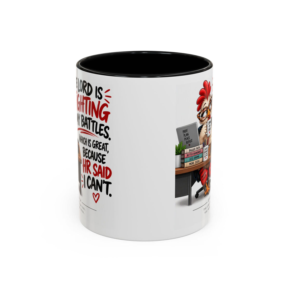 Inspirational Accent Coffee Mug — “The Lord Is Fighting My Battles” Faith Quote (11/15oz)