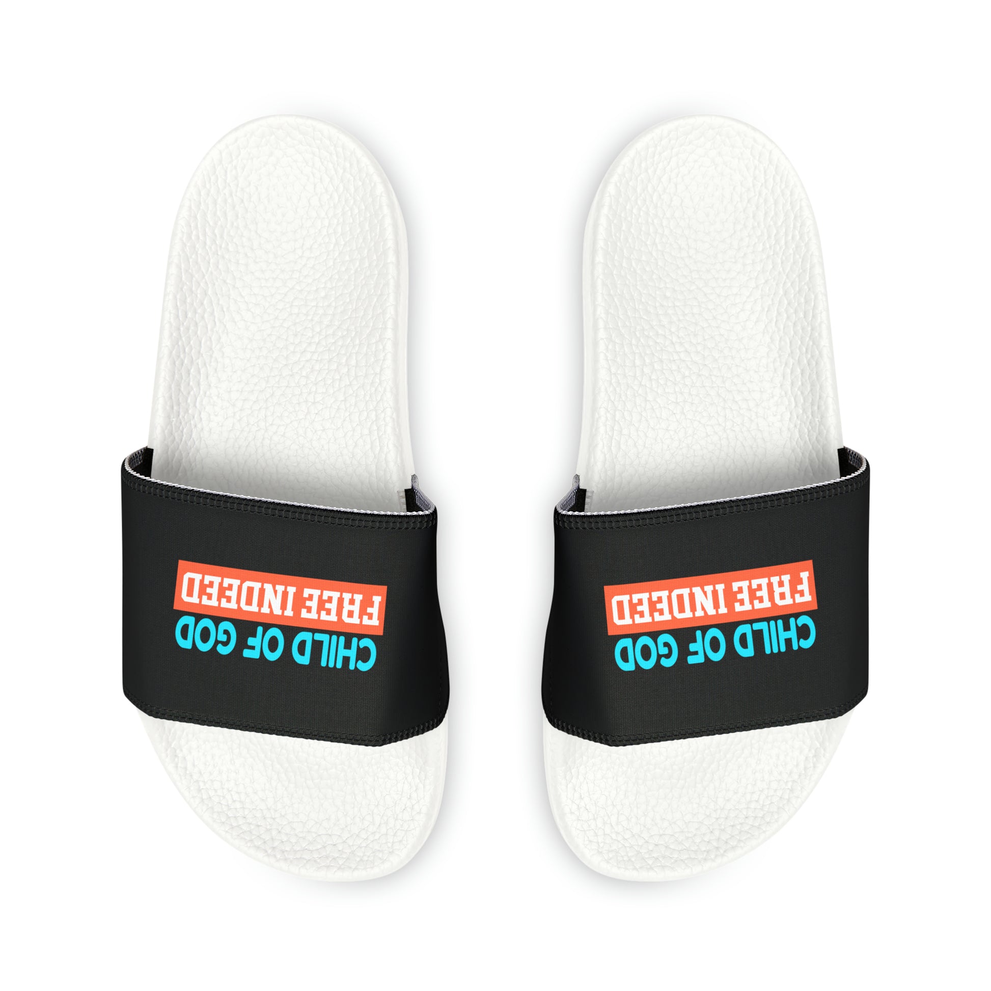 Child Of God Free Indeed Men's PU Christian Slide Sandals Printify