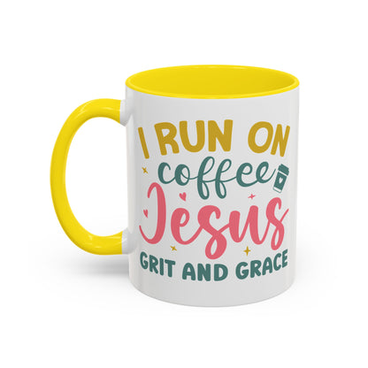 Inspirational Coffee Accent Mug - "I Run on Coffee & " - Perfect Gift for Faith & Coffee Lovers