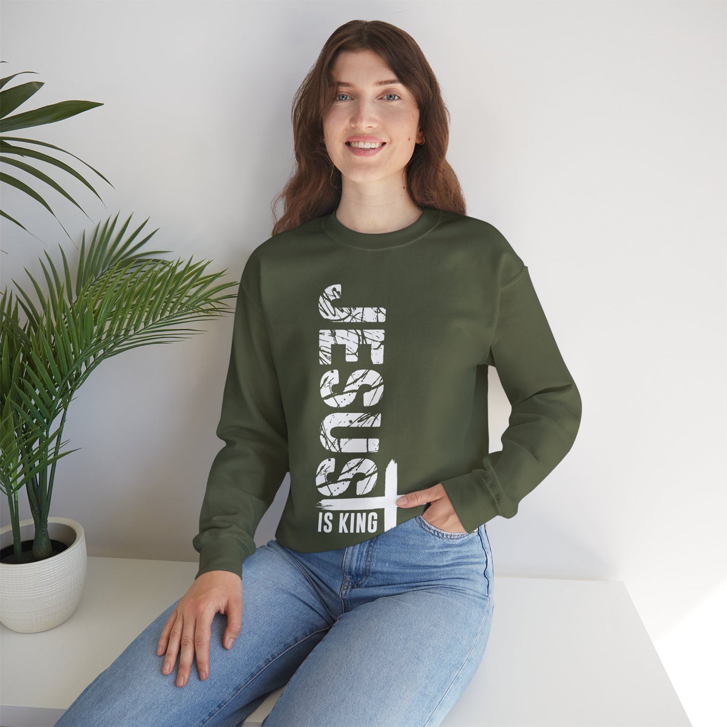 Jesus Is King Unisex Heavy Blend™ Crewneck Christian Sweatshirt