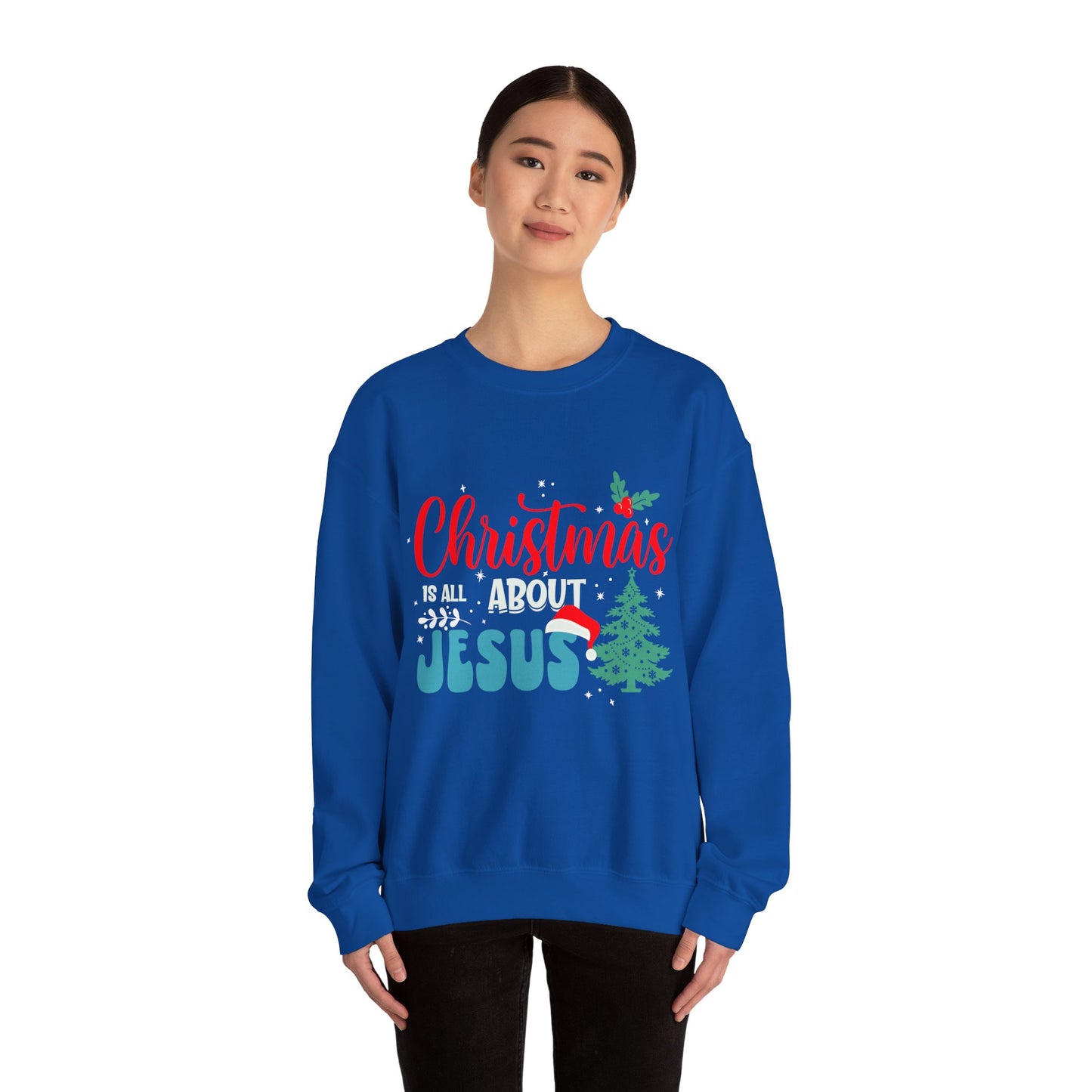 Christmas Is All About Jesus (Christmas Themed) Unisex Heavy Blend™ Crewneck Christian Sweatshirt