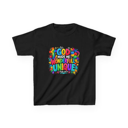 God Made Me Wonderfully Unique autism awareness youth t-shirt