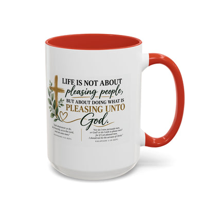 Christian Coffee Mug – "Pleasing Unto God" Inspirational Accent Mug (11/15oz)