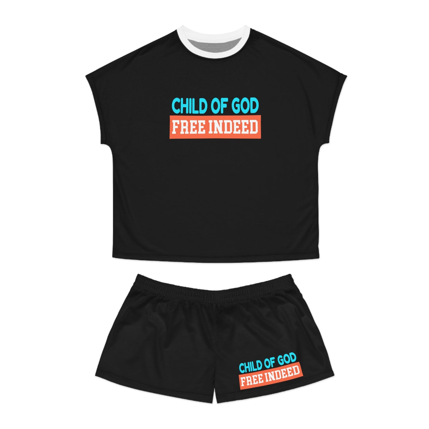 Child Of God Free Indeed Women's Christian Short Pajama Set Printify