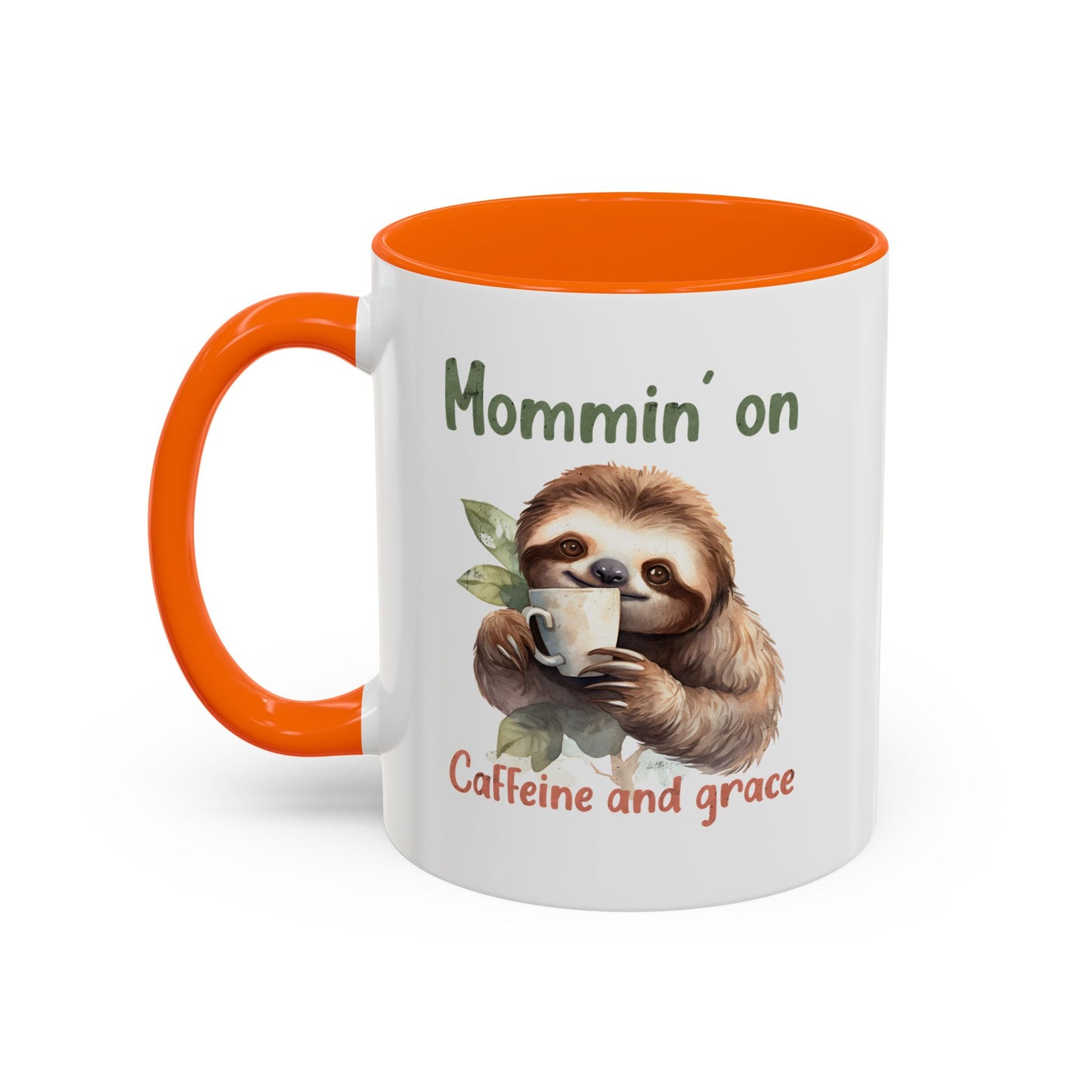 Sloth Mom Coffee Accent Mug - 'Mommin' on Caffeine and Grace' - Cute Gift for Christian Moms