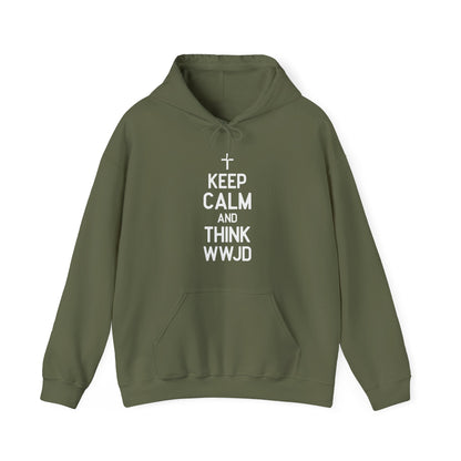 Keep Calm And Think What Would He Do (wwjd)Unisex Christian Hooded Pullover Sweatshirt