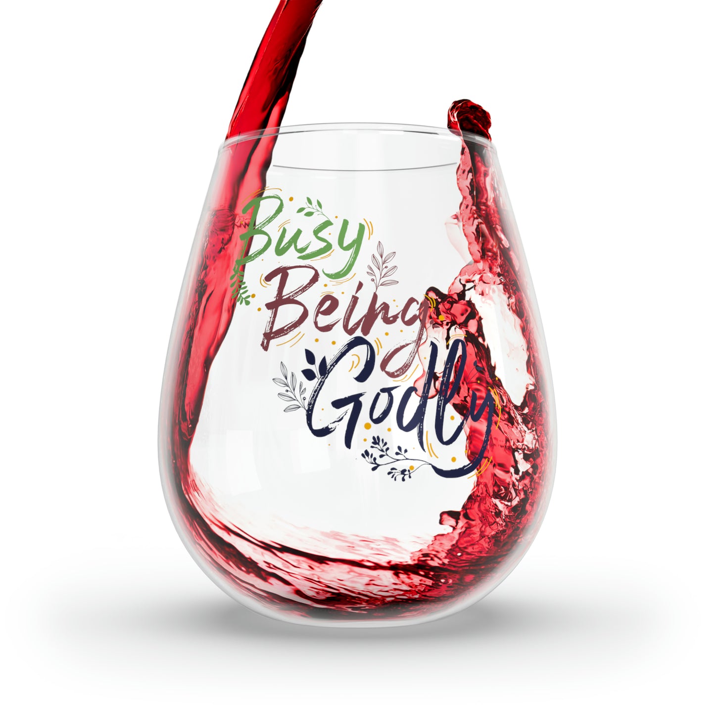 Busy Being Godly Stemless Wine Glass, 11.75oz