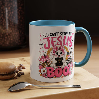 You Can’t Scare Me Jesus Is My Boo Coffee Mug — Halloween Christian Accent Mug