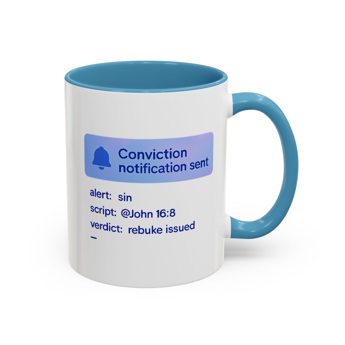 Conviction Notification Accent Coffee Mug - Unique Gift for Christians, Bible Study, Inspirational Drinkware, Alert and Verdict Theme - ClaimedbyGodDesigns