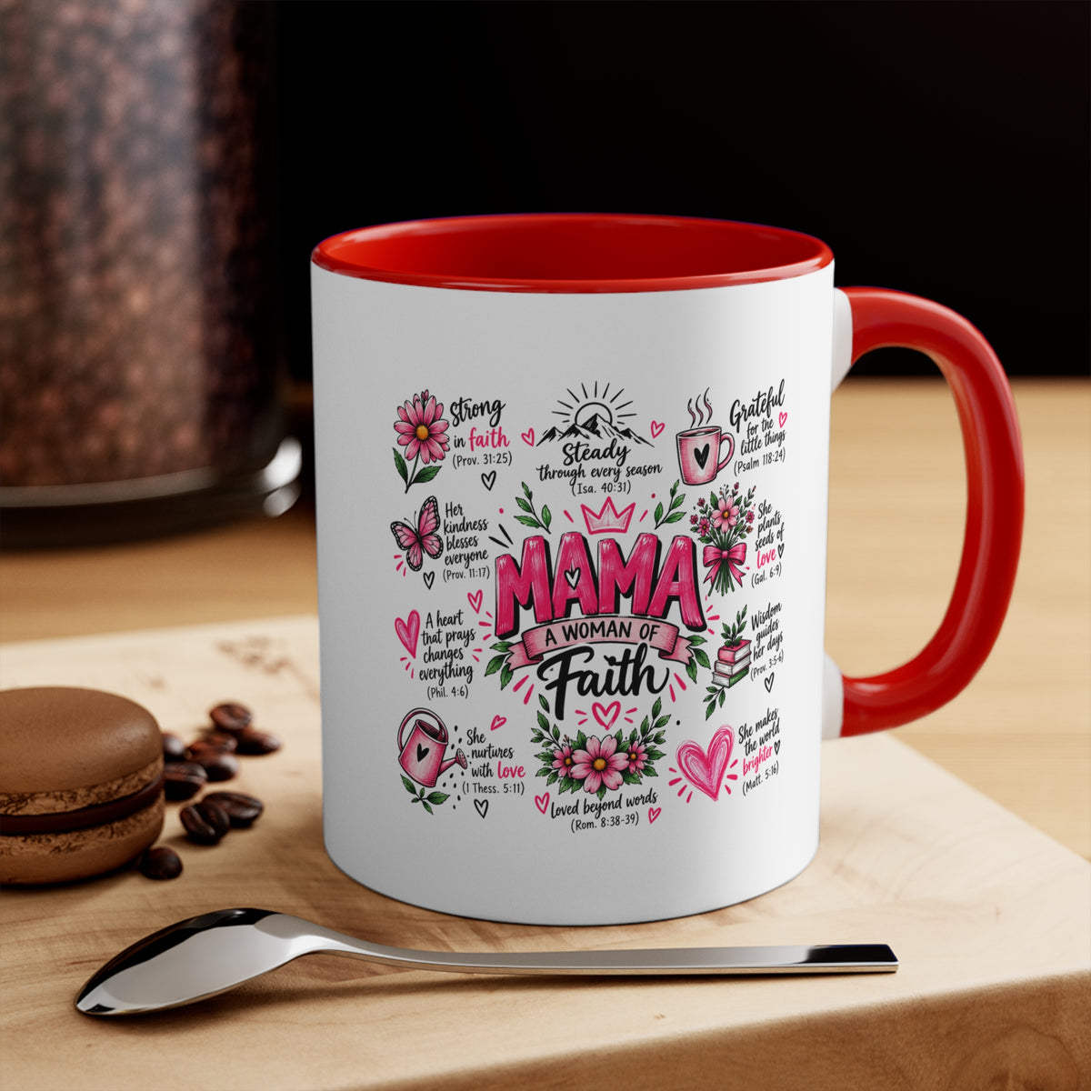 Mama: A Woman of Faith 11oz Accent Mug — Inspirational Christian Gift