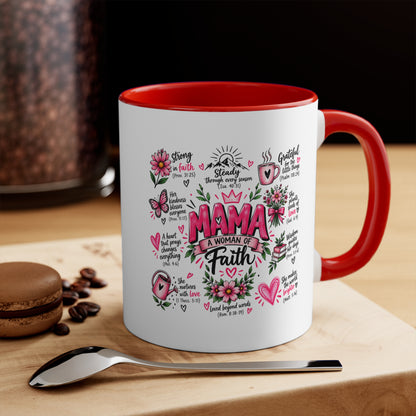 Mama: A Woman of Faith 11oz Accent Mug — Inspirational Christian Gift