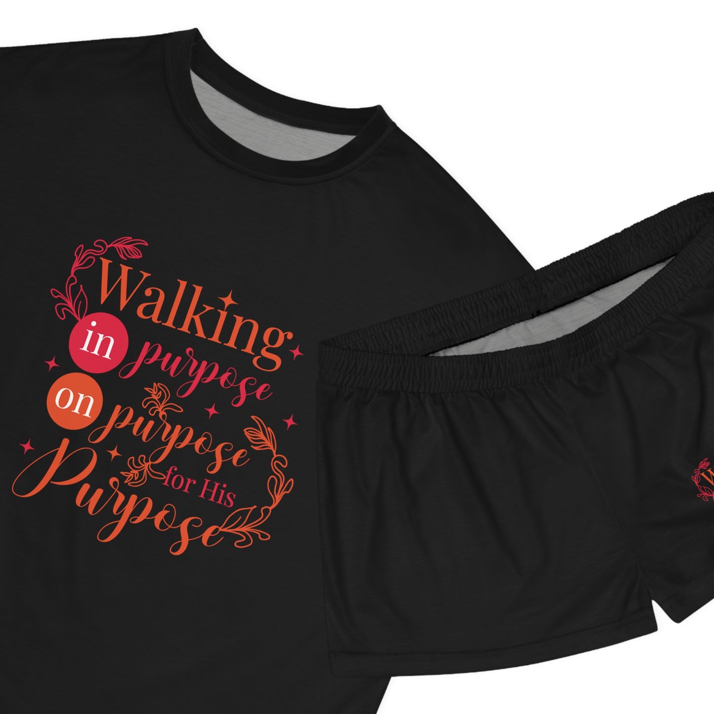 Walking In Purpose On Purpose For His Purpose Women's Christian Short Pajama Set Printify