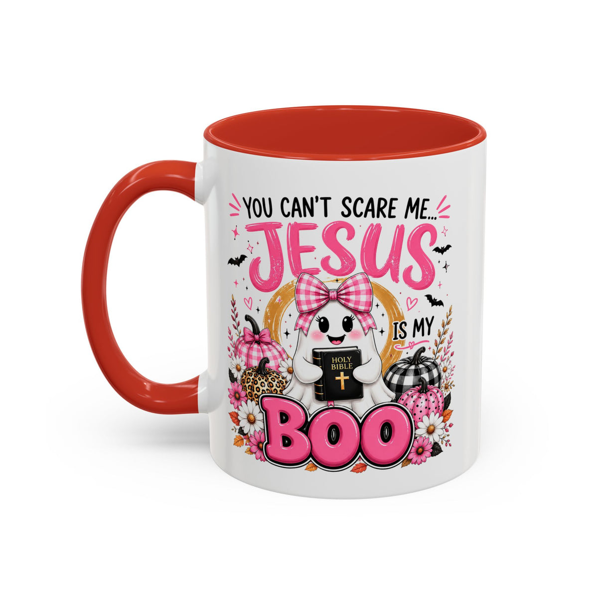 You Can’t Scare Me Jesus Is My Boo Coffee Mug — Halloween Christian Accent Mug