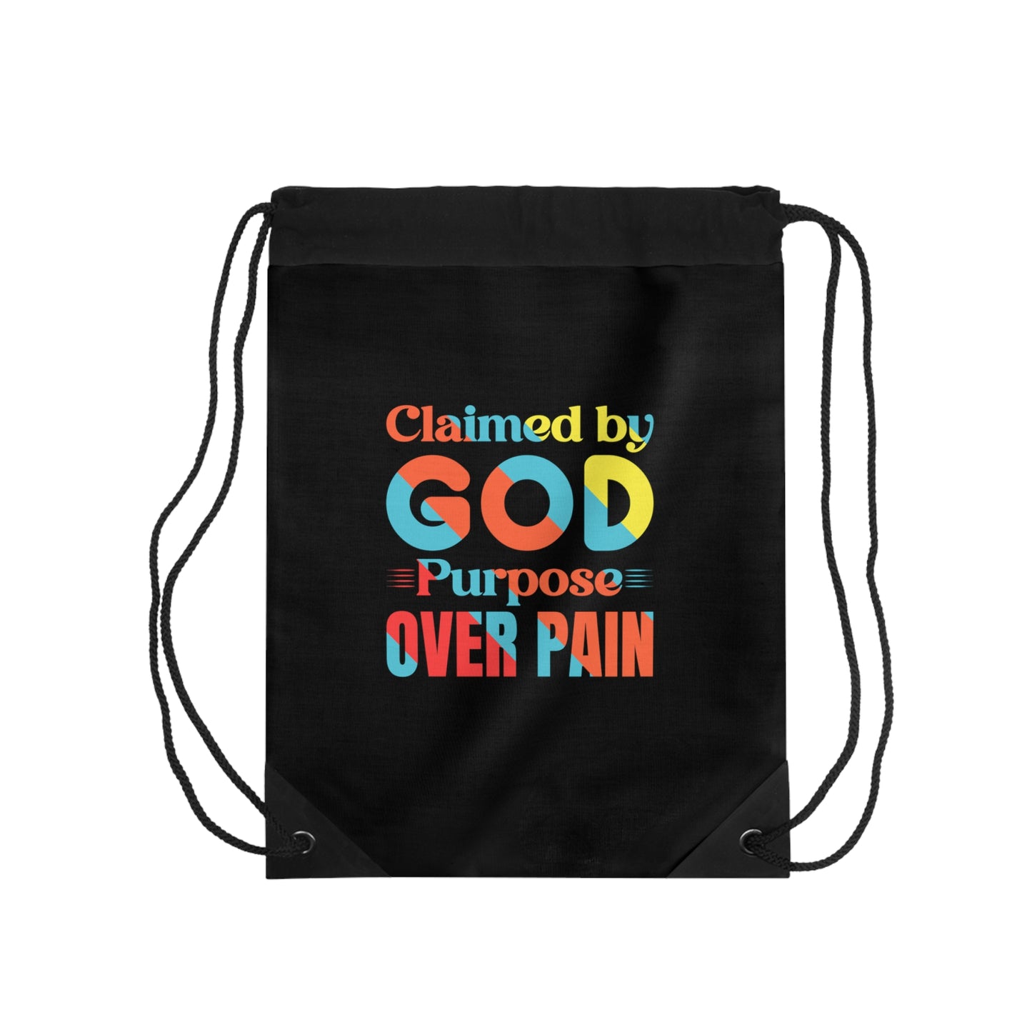 Claimed By God Purpose Over Pain Christian Drawstring Bag Printify