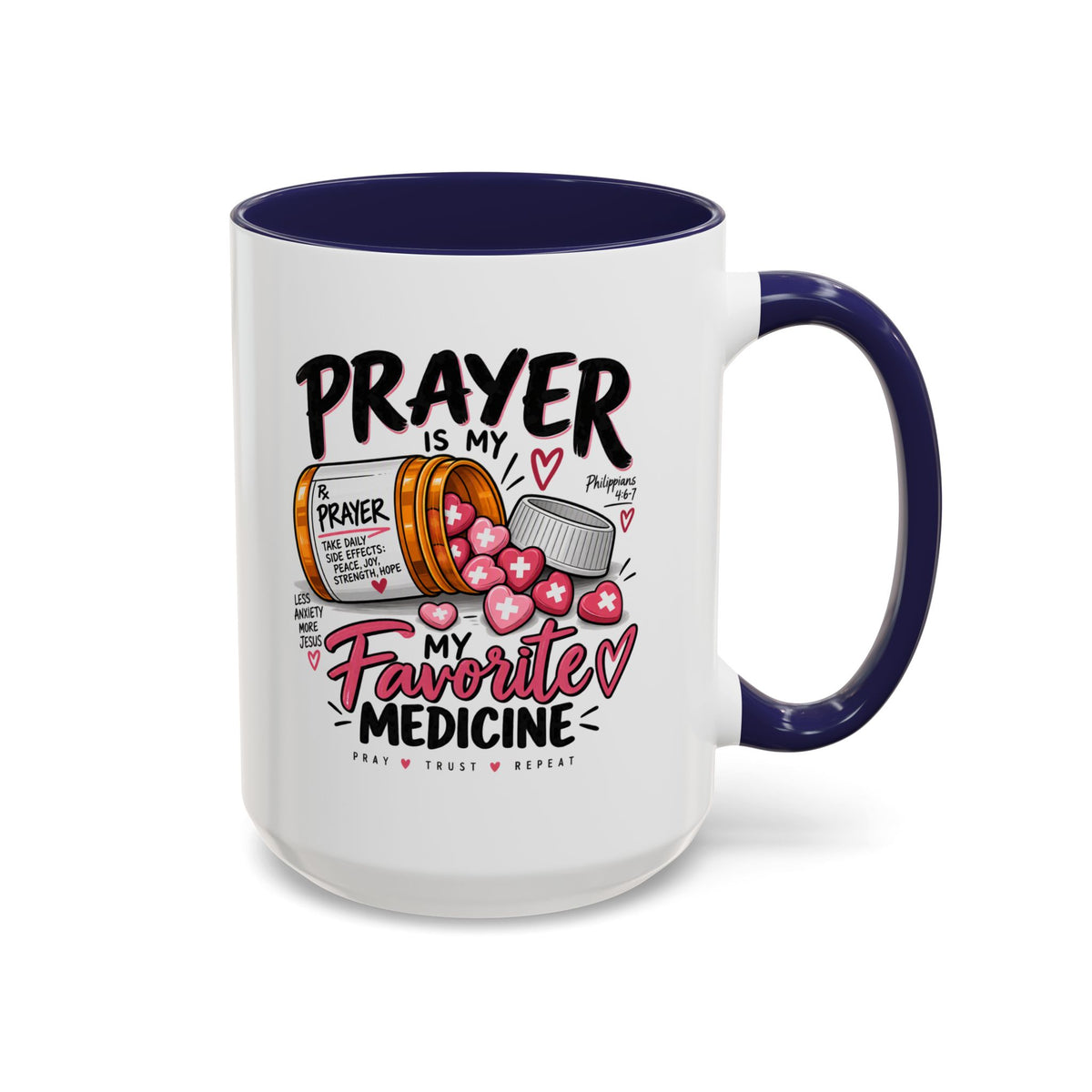 Prayer Is My Favorite Medicine Accent Coffee Mug – Inspirational Religious Gift