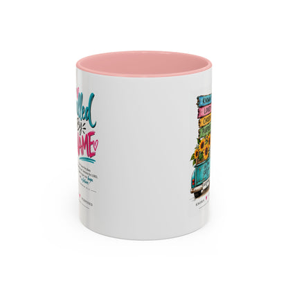 Called By Name Christian accent mug with vintage truck and sunflowers