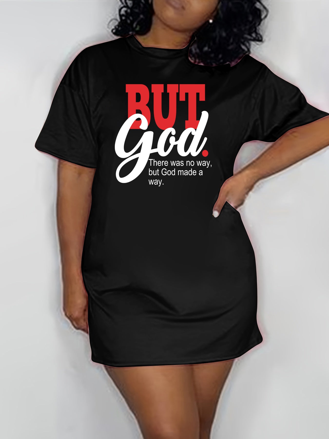 But God: There Was No Way But God Made A Way Plus Size Women's Christian Casual Dress claimedbygoddesigns