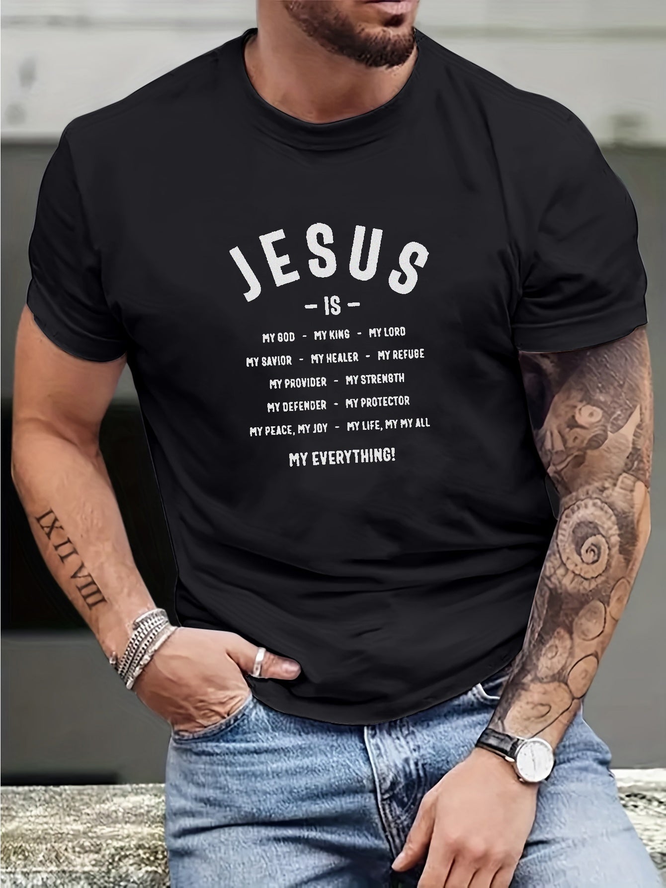 Jesus Is My Everything Plus Size Men's Christian T-shirt claimedbygoddesigns
